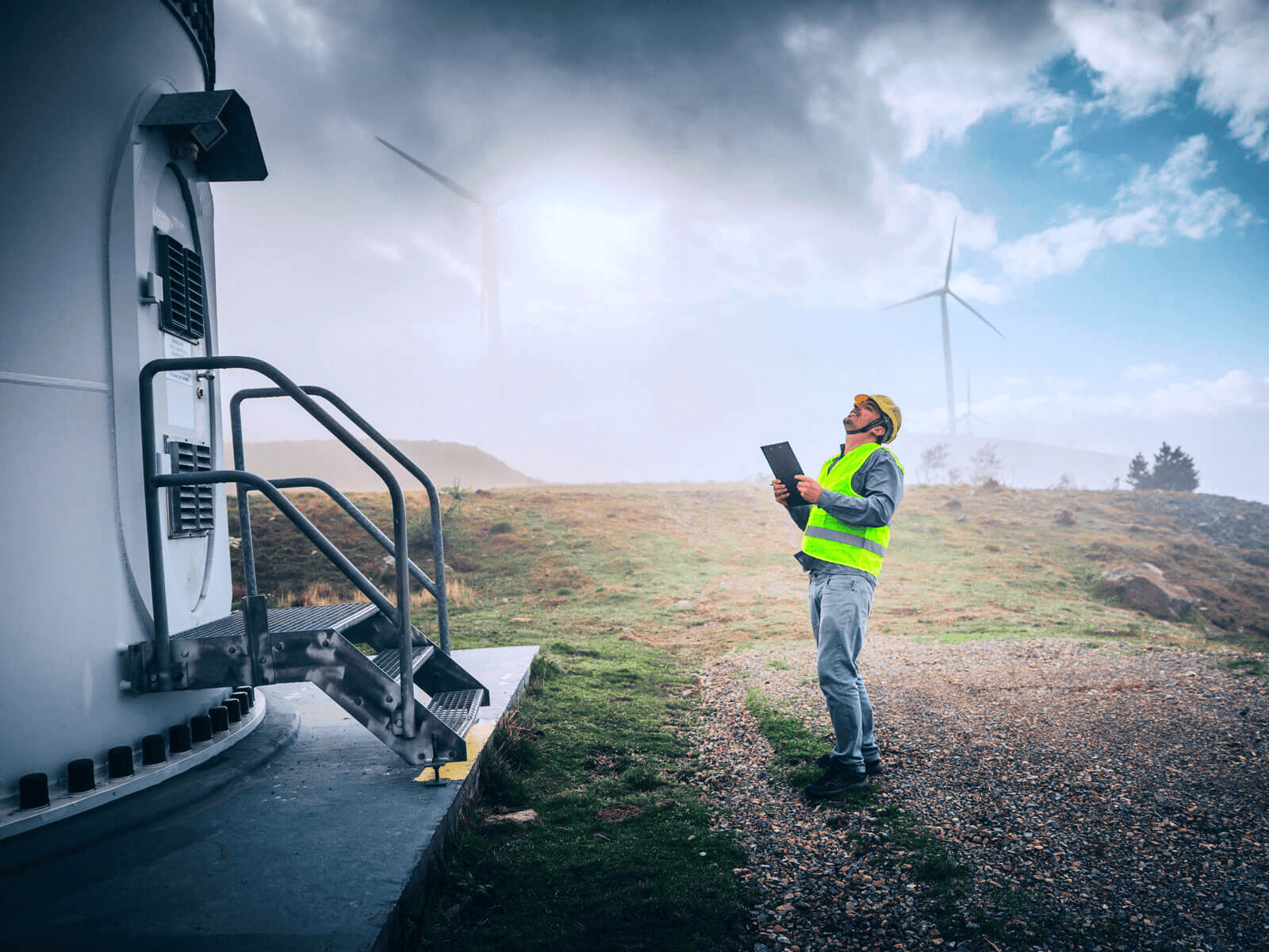 A field engineer working at a customer site